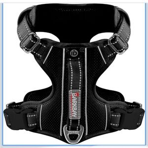 Barkbay Black Dog Harness with Reflective Stripes, size large, NWOT.